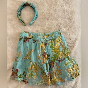 Vineyard Vines Blue Floral Girls Skirt with Headband